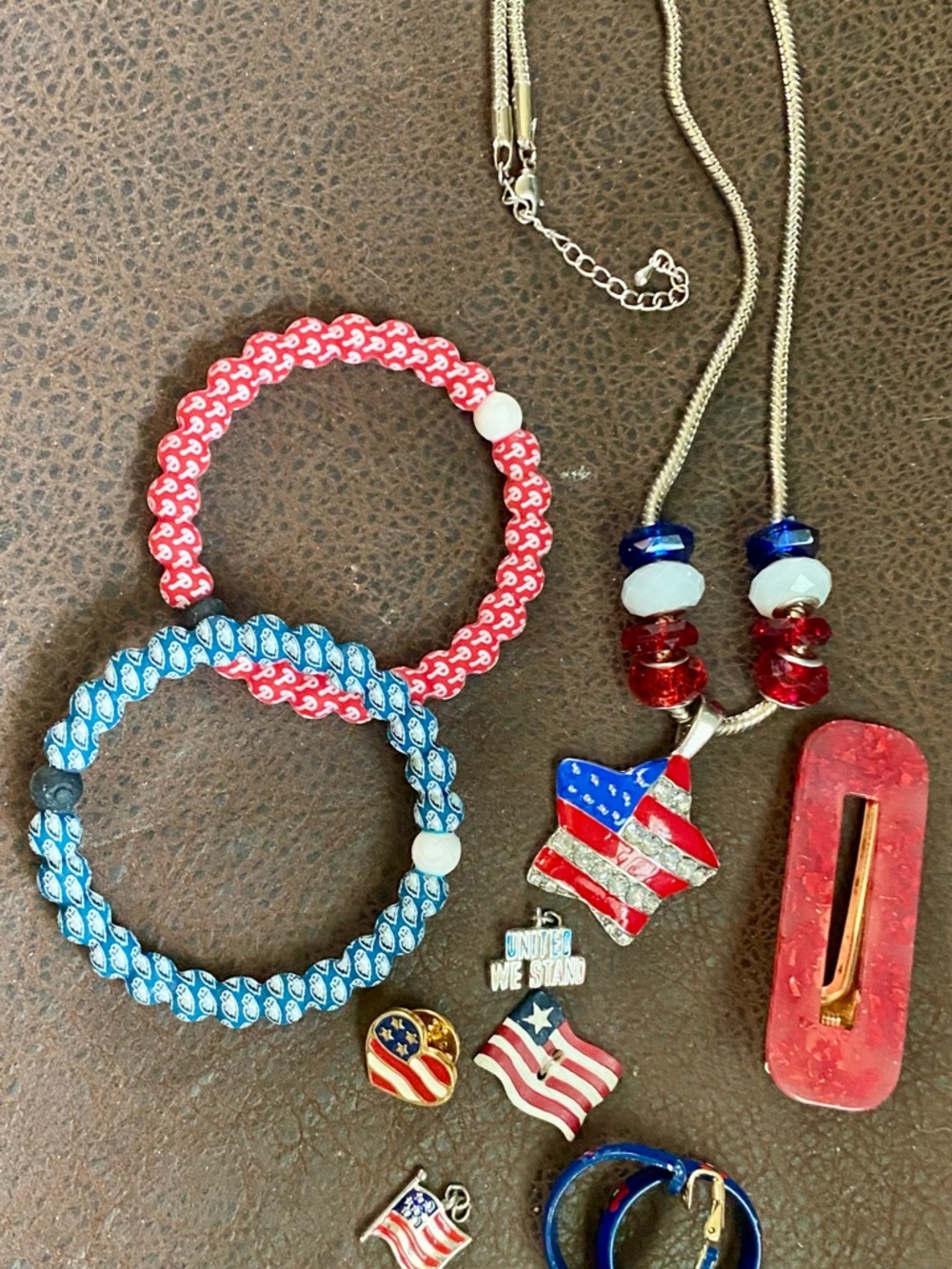 Patriotic Star Pendant Necklace, Charms, Earrings, Bracelets - Red, White & Blue - Picture 14 of 14